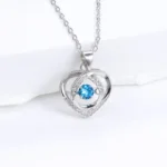 Eternal Sparkle Blue Heart Pendant Necklace