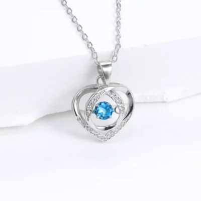 Eternal Sparkle Blue Heart Pendant Necklace