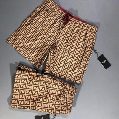 Fendi Motif Swim Short - Brown