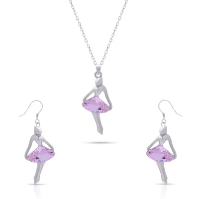 Pink Doll Pendant Necklace Set