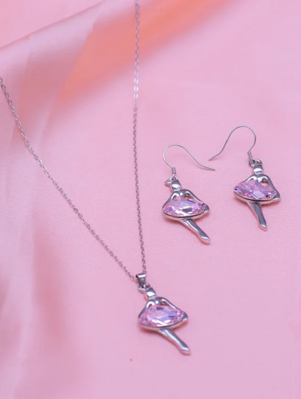 Pink Doll Pendant Necklace Set - Image 3