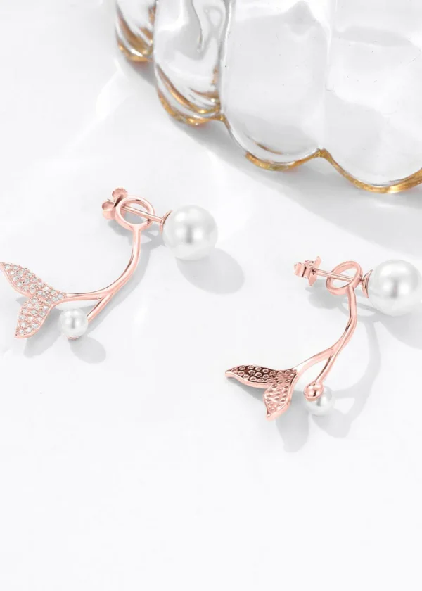 Pearl Cascade Zircon & Pearl Drop Earrings - Image 3