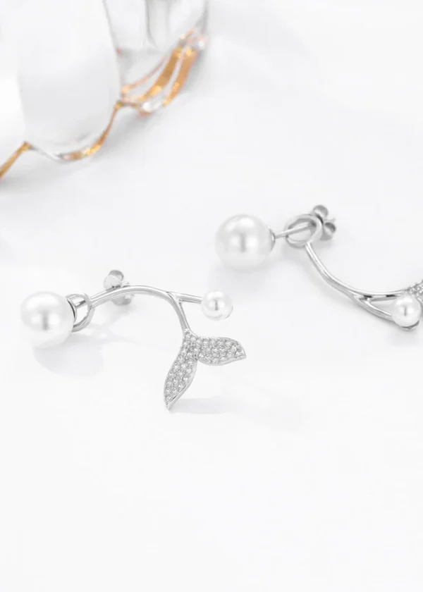 Pearl Cascade Zircon & Pearl Drop Earrings - Image 4