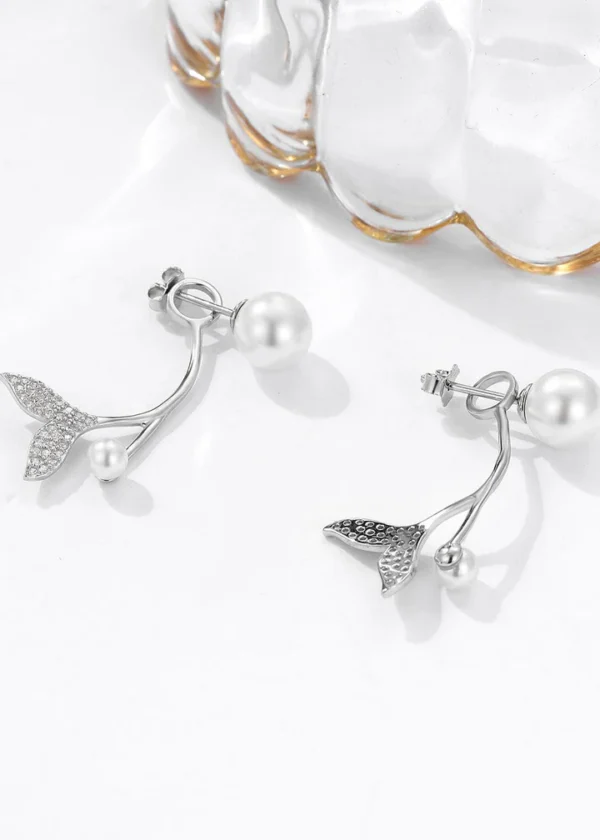 Pearl Cascade Zircon & Pearl Drop Earrings - Image 5