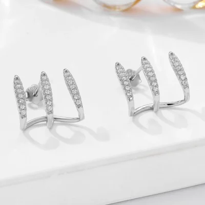 Curved Charm Silver Earrings