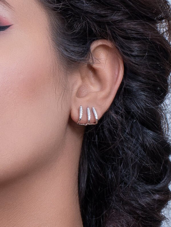 Curved Charm Silver Earrings - Image 2