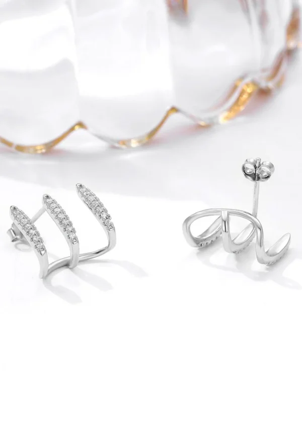 Curved Charm Silver Earrings - Image 3