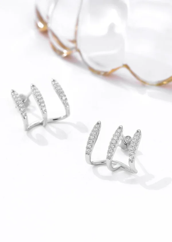 Curved Charm Silver Earrings - Image 4