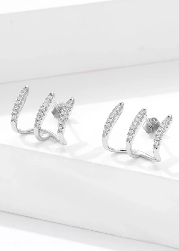 Curved Charm Silver Earrings - Image 5