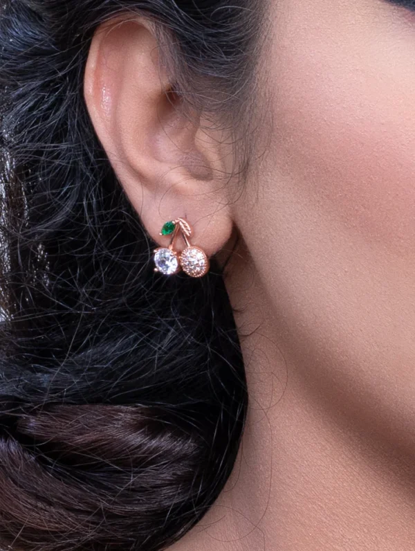 Radiant Dots Rose Gold Swarovski Studs - Image 2
