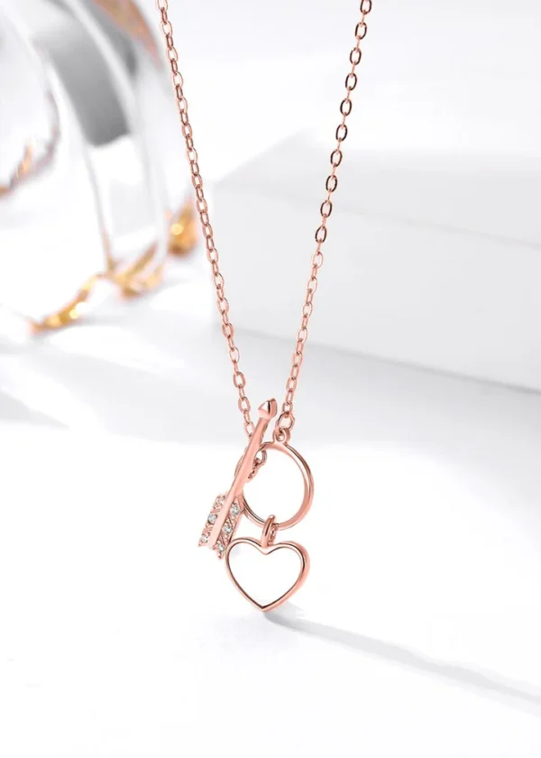 Eternal Love: Heart & Arrow Rose Gold Charm Chain