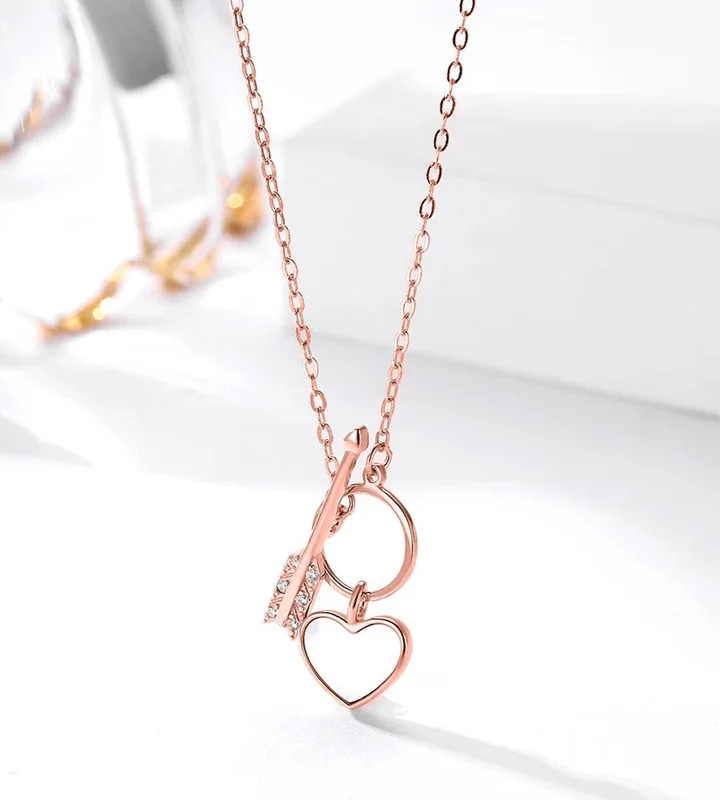 Eternal Love: Heart & Arrow Rose Gold Charm Chain