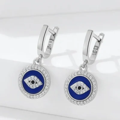 Silver Evil Eye Earrings