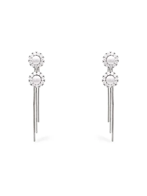 Double Pearl Dangle Earrings - Image 3