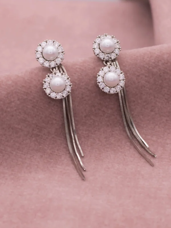 Double Pearl Dangle Earrings