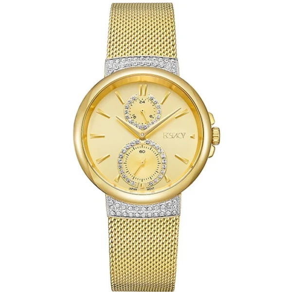 Ecstacy Women's Champagne Sunray Dial Multi Function Watch