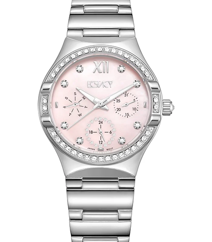 Ecstacy Women's Pink MOP Dial Multi Function Watch