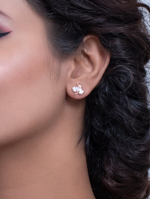Swarovski Rose Gold White Stone Earrings - Image 4