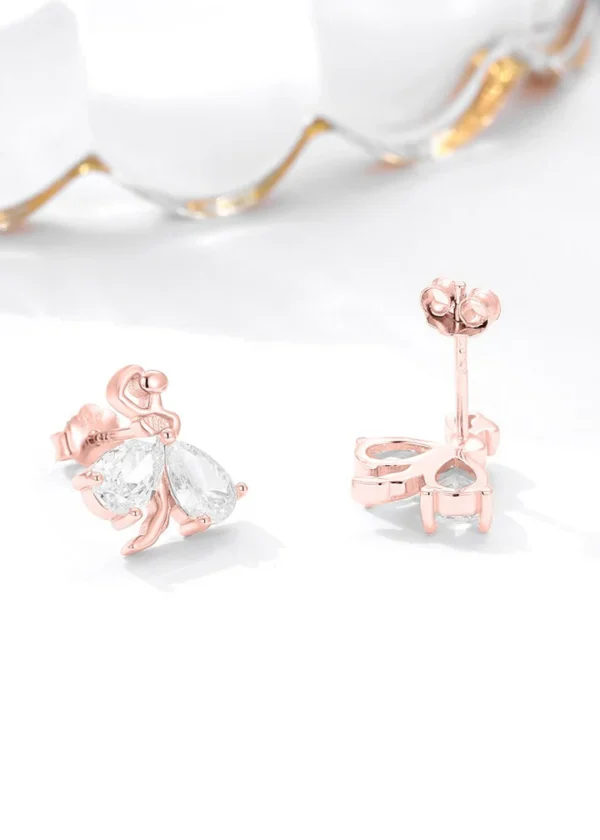 Swarovski Rose Gold White Stone Earrings - Image 3