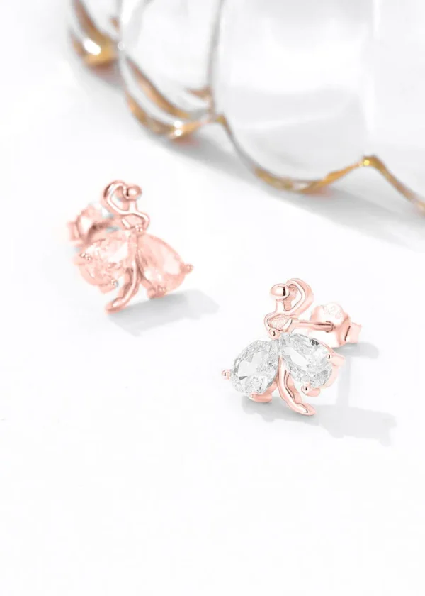 Swarovski Rose Gold White Stone Earrings - Image 2