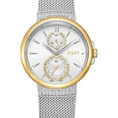 Ecstacy Women's Silver Sunray Dial Multi Function Watch