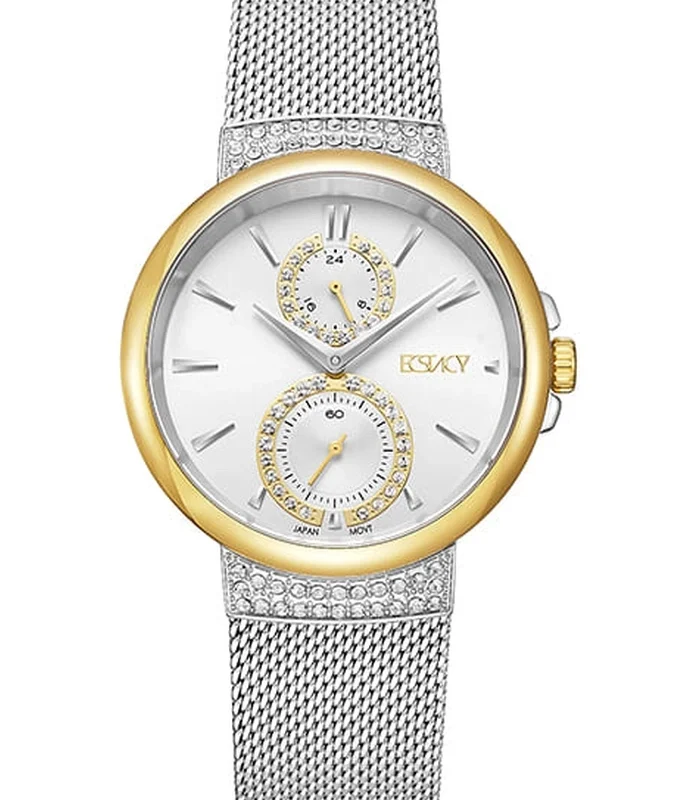 Ecstacy Women's Silver Sunray Dial Multi Function Watch