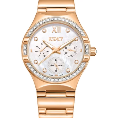 Ecstacy Women's Rose Gold MOP Dial Multi Function Watch