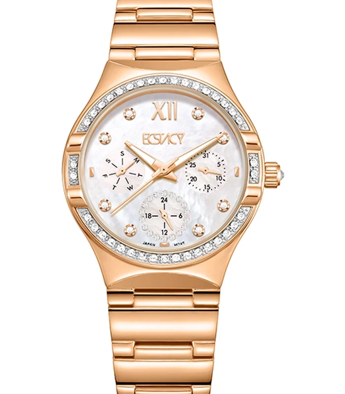 Ecstacy Women's Rose Gold MOP Dial Multi Function Watch