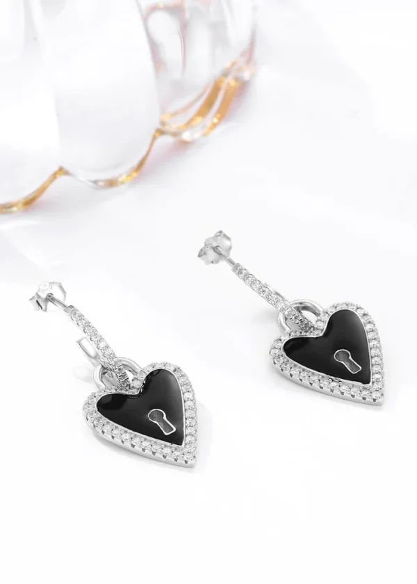 Unlock My Heart Enamel Earrings - Image 3