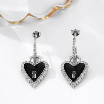 Unlock My Heart Enamel Earrings