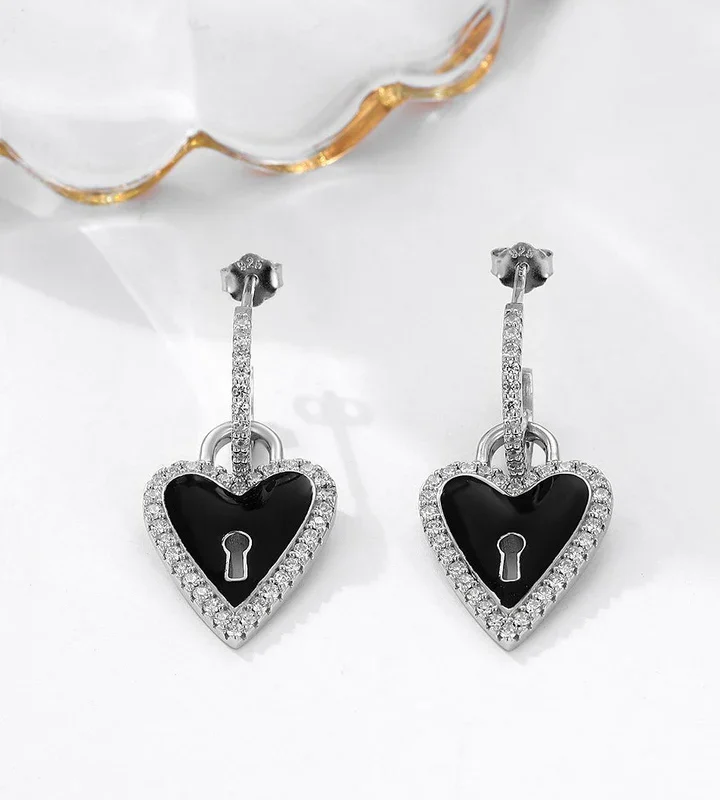 Unlock My Heart Enamel Earrings