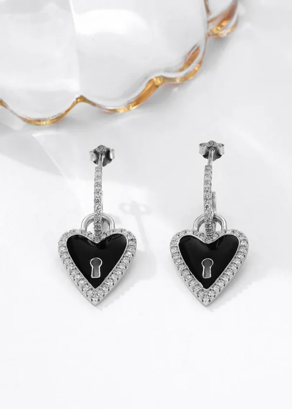 Unlock My Heart Enamel Earrings - Image 4