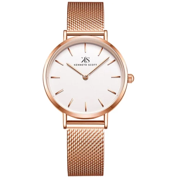 Kenneth Scott Women's White Dial Analog Watch
