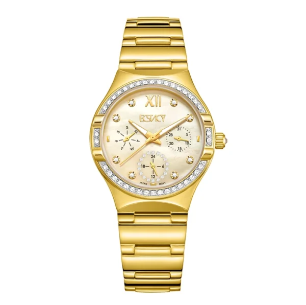Ecstacy Women's Champagne MOP Dial Multi Function Watch
