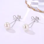 Bow & Pearl Drop Earrings