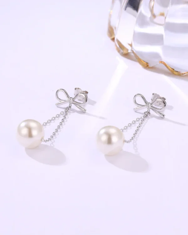 Bow & Pearl Drop Earrings