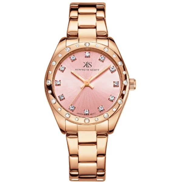 Kenneth Scott Women's Pink Dial Analog Watch