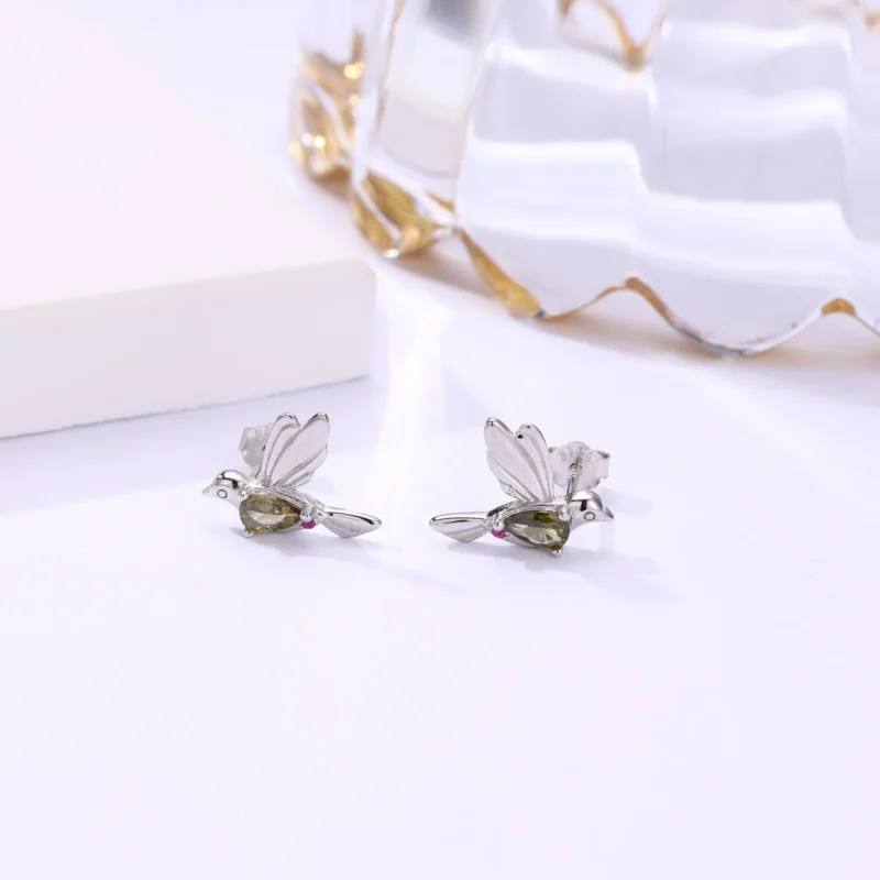 Silver Bird Stud Earrings