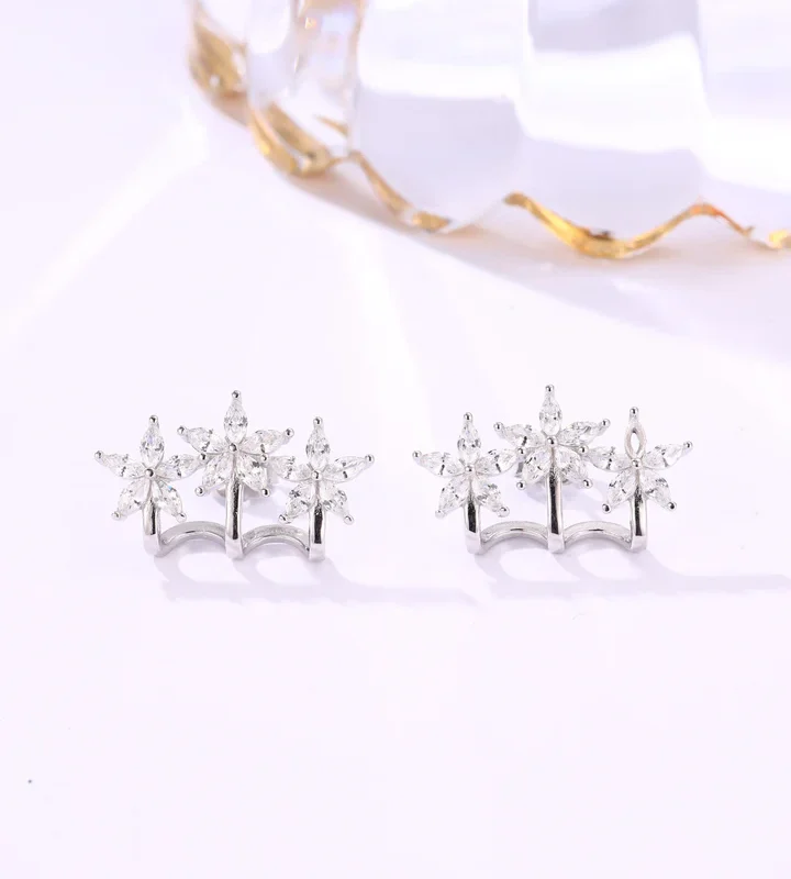 Floral Sparkle Twin Earrings