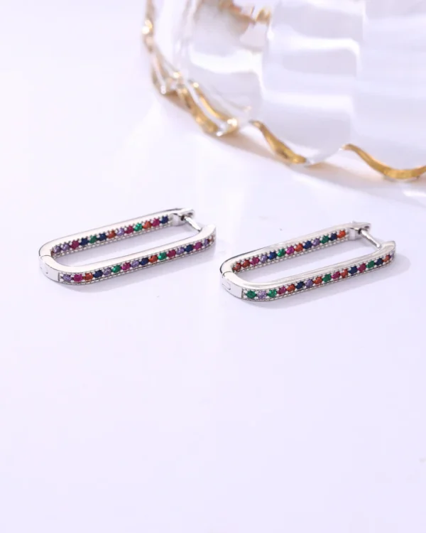 Rainbow Crystal Hoop Earrings - Image 2