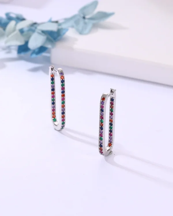 Rainbow Crystal Hoop Earrings - Image 5