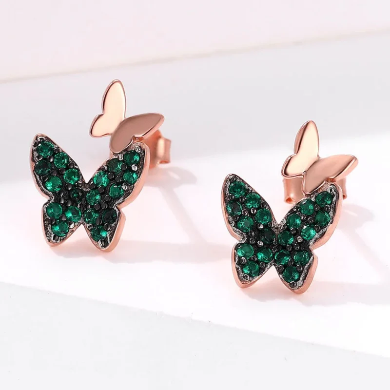 Little Green Wings Rose Gold Earrings