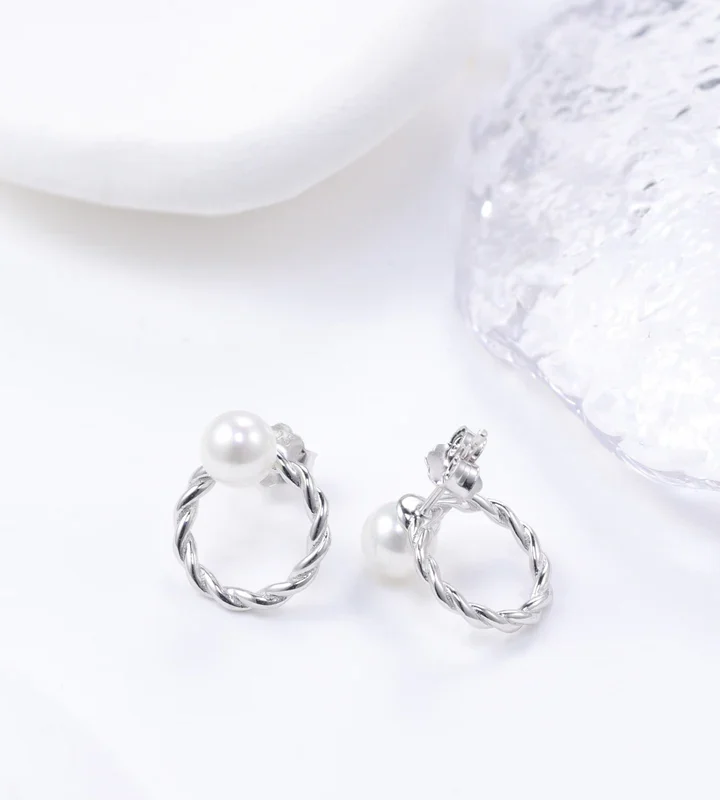 Sterling Silver Round-Shaped Studs,