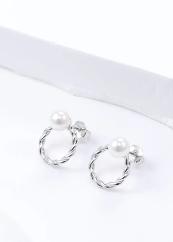 Sterling Silver Round-Shaped Studs, - Image 4