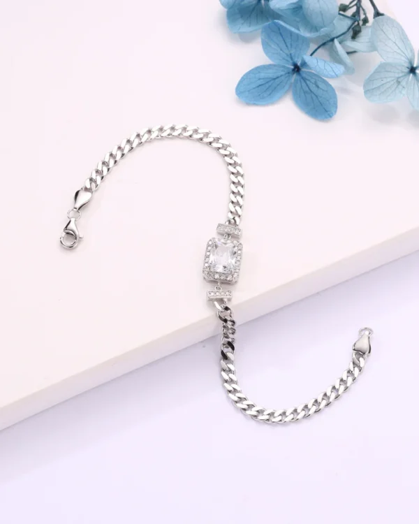 Timeless Silver Chain Bracelet with Swarovski White Zircon - Image 4
