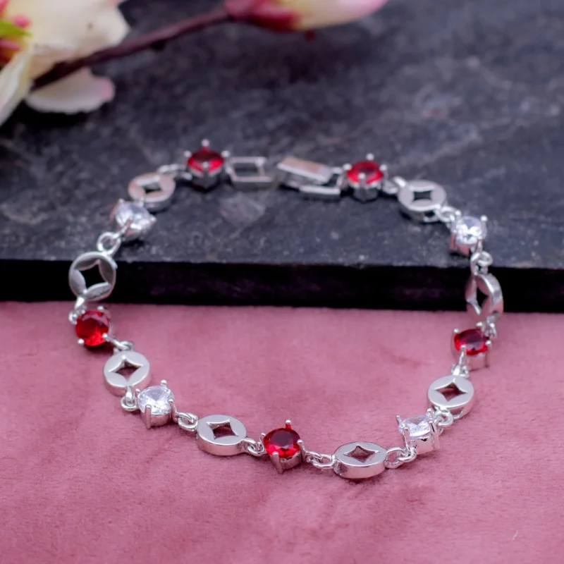 Ruby Bliss Silver Chain Bracelet