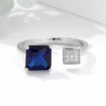 Vivid Square Silver Adjustable Ring