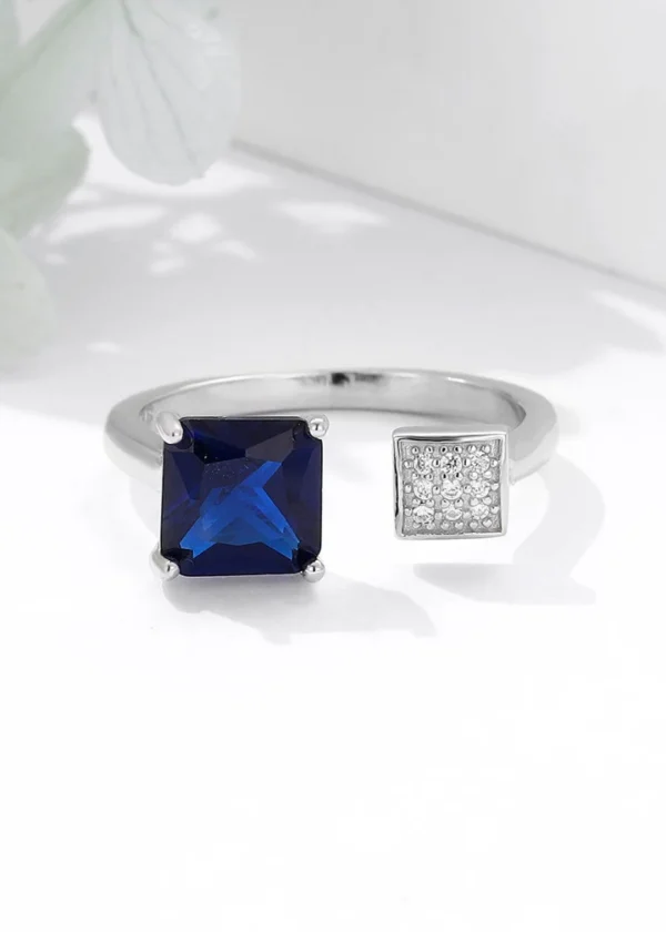 Vivid Square Silver Adjustable Ring