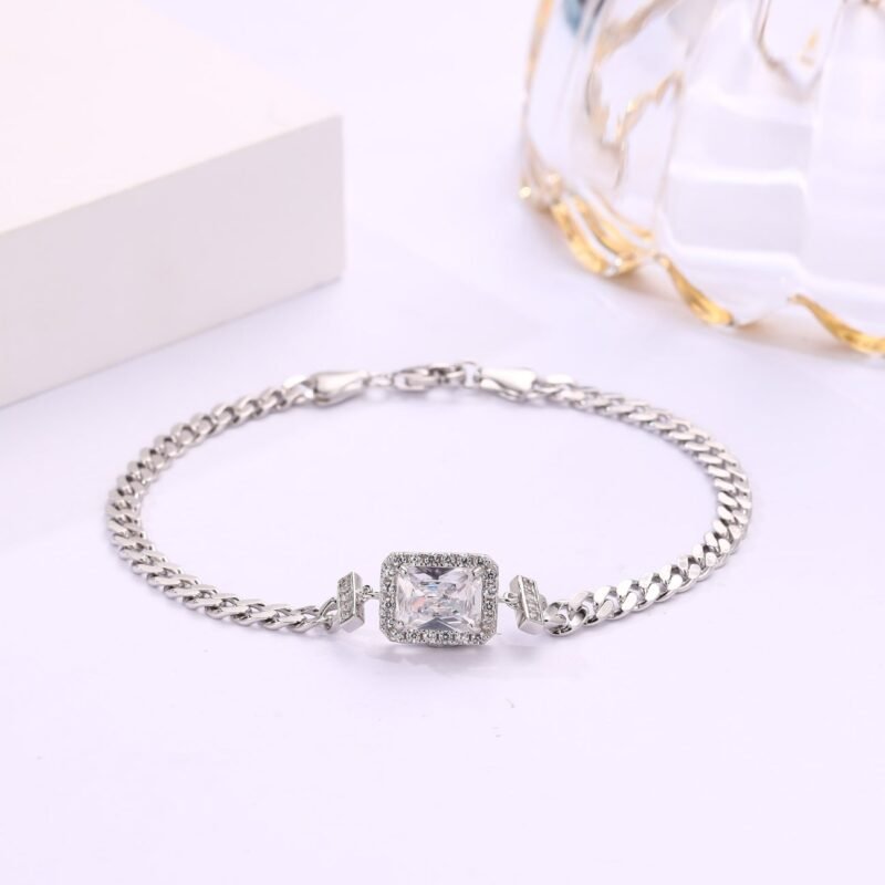 Timeless Silver Chain Bracelet with Swarovski White Zircon