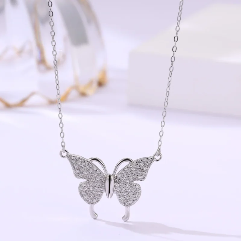 Magnetic Wings Silver Butterfly Chain